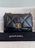 CHANEL 19 Large Flap Black Quilted Goatskin Leather