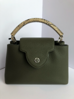 Preloved Excellent Condition Louis Vuitton Capucines Bag MM Green Leather