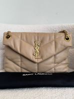 Saint Laurent Small Loulou Puffer bag in Beige