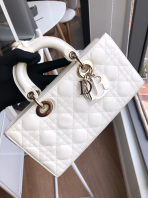 Lady D-Joy Bag Medium White Cannage Lambskin