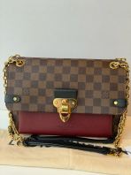 Preloved Excellent Louis Vuitton Vavin Chain PM Damier Ebene Burgundy Shoulder Bag