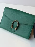 Preloved Unused Like New GUCCI Green Pebbled Leather Dionysus Mini Wallet On Chain Bag