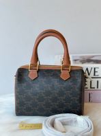 Preloved Unused Like New Celine Triomphe Canvas Calfskin Small Boston Bag