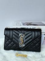 Preloved Like New YSL Monogram Large Chain Wallet In Grain De Poudre Embossed Leather GHW S260327-10