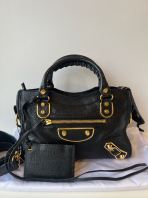 BALENCIAGA Black Grained Chevre Leather Mini City Bag (S260516-10)
