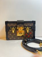 Preloved Excellent LV Petite Malle Old Size Handbag Monogram Canvas clutch bag (S260523-02)