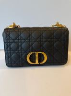 Preloved Unused Like New Dior Caro Bag Medium Black Macrocannage Lambskin (S260523-09)