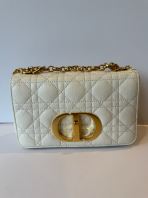 Preloved Unused Like New Dior Caro Bag  Small White Supple Cannage Calfskin (S260523-08)