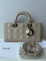 Preloved Unused Like New CHRISTIAN DIOR Lambskin Cannage Lady D-Joy Medium Beige (S260502-03)