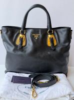 Preloved Like New Prada BN1902 Black Soft Calfskin Leather Tote GHW (SBO260322-08)