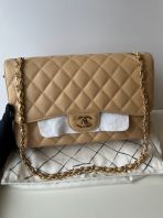 Preloved Unused Like New Chanel Classic Double Flap Bag Dark Beige Caviar Leather GHW C260531-02