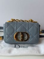 PRELOVED EXCELLENT DIOR MICRO (13cm) CARO BAG GREY CALFSKIN GHW (SBO260601-03)