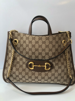 Preloved Excellent Gucci Beige GG Canvas Horsebit Tote GHW SBO260604-02