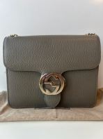 Preloved Like New Gucci Interlocking Shoulder Bag Grey Leather S260607-03