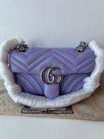 Preloved Unused Like New Gucci Marmont Mini Shoulder Bag Purple Leather SHW S260607-02