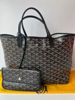 Preloved Like New Goyard Saint Louis PM Shoulder Tote in Black with minor stain S260612-03