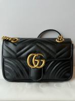 Preloved Brand New GUCCI Black Quilted Leather GG Marmont 22cm Matelasse Shoulder Bag S260505-03
