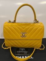 Preloved Excellent Chanel Trendy Yellow Chevron Lambskin Flap Bag with minor touch up S260515-09