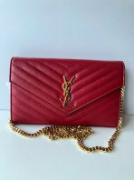 Preloved YSL Large WOC Red Quilted Grained Leather in Excellent Condition  SBO260629-03