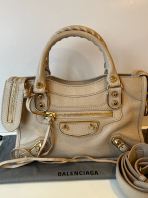 Preloved Excellent Balenciaga Mini City Beige Leather GHW S260623-03