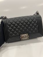 Preloved Unused Chanel Medium Boy Bag Black Caviar Ruthenium Hardware S260515-08