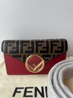 Preloved Unused Fendi Zucca Embossed & Red Leather Convertible Belt Bag SBO260705-09