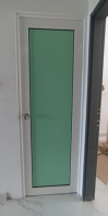 Aluminium Swing Door with frosted green glass at Tampoi JB
