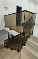Aluminium handle with 12mm Bronze Tempered glass railing at JB