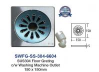 SWFG-SS-304-6604  SUS304 FLOOR GRATING WITH WASHING MACHINE OUTLET 150x150MM