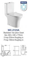 WC-2123A RIMLESS TWO PIECE CLOSET S-TRAP 250MM