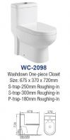 WC-2098A RIMLESS ONE PIECE CLOSET  S-TRAP 300MM