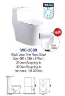 WC-2099 RIMLESS ONE PIECE CLOSET  S-TRAP 300MM