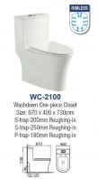 WC-2100 RIMLESS ONE PIECE CLOSET  S-TRAP 250MM