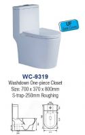 WC-9319 WASHDOWN ONE PIECE CLOSET UF SEAT COVER  S-TRAP 250MM