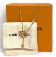 GOLD COLOR LV FLOWERGRAM NECKLACE (2ND HAND��