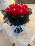 E2494   Red Rose Bouquet with Black Elegance