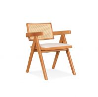 Velentina Rubberwood Arm Chair with Cushion Seat