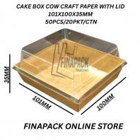 CAKE BOX  COW CRAFT PAPER WITH LID 101X100X35MM