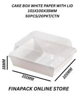 CAKE BOX WHITE PAPER WITH LID 101X100X35MM 50PCS/20PKT/CTN