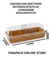 CAKE BOX COW CRAFT PAPER RECTANGULAR WITH LID 137X69X35MM 50PCS/20PKT/CTN