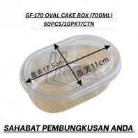 GF170 OVAL CAKE BOX 700ML 50PCS/10PKT/CTN