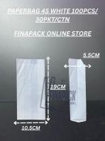 PAPERBAG 4S WHITE 100PCS/30PKT/CTN
