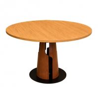 HPL Laminate MDF Round Table with Woodgrain Round Table Base