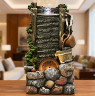 Premium Water Fountain PC1247-59088 Imitation Stone Rockery, Flowing Water, Fountain Ornaments, Outdoor Garden Courtyard Circulating Pool Balcony Landscape Decorations   �ߵ���ˮ��Ȫ PC1247-59088 ��ʯ��ɽ��� ��ˮ��Ȫװ�ΰڼ� �����ڻ��⻨԰��ͥԺ ѭ��ˮ����Ȫ ��̨����װ����Ʒ