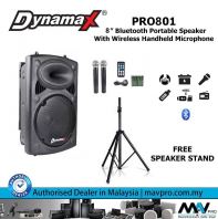 DYNAMAX PRO801 8 Inch Bluetooth Portable Speaker With Wireless Handheld Microphone and FREE Speaker Stand