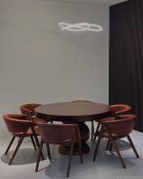 Burmese Teak Round Dining Table & Leather Chair