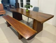 Walnut Wood Office Table & Bench