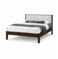 Queen Wooden Bedframe with Grey Cushion Queen Wooden Bedframe with Grey Cushion