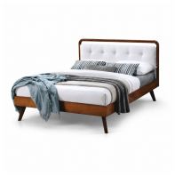 Modern Bedframe with Grey Fabric Headboard Modern Bedframe with Grey Fabric Headboard