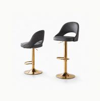 PU Leather Bar Chair C/W Adjustable Gold Metal Leg PU Leather Bar Chair C/W Adjustable Gold Metal Leg